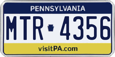 PA license plate MTR4356