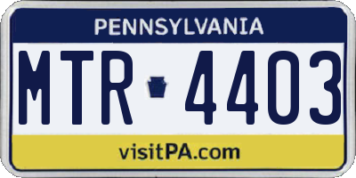 PA license plate MTR4403