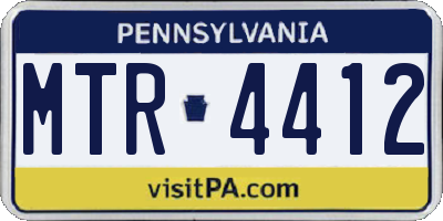 PA license plate MTR4412