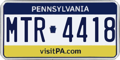 PA license plate MTR4418