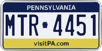 PA license plate MTR4451