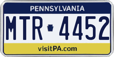 PA license plate MTR4452