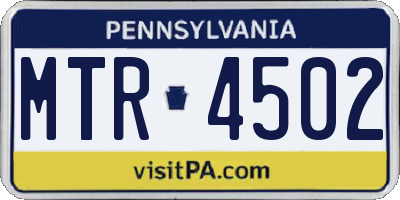 PA license plate MTR4502