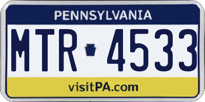 PA license plate MTR4533