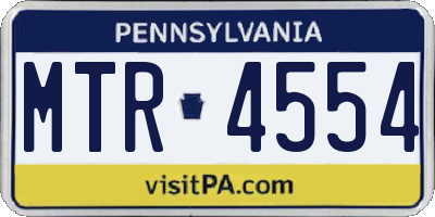 PA license plate MTR4554