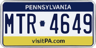 PA license plate MTR4649