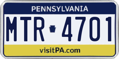 PA license plate MTR4701