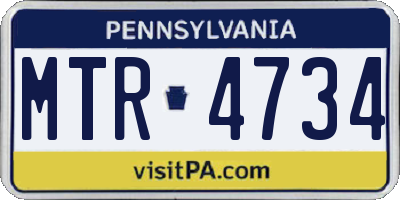 PA license plate MTR4734