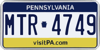 PA license plate MTR4749