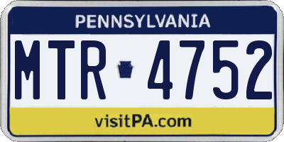 PA license plate MTR4752