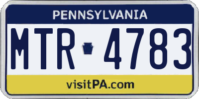 PA license plate MTR4783