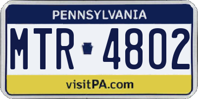 PA license plate MTR4802