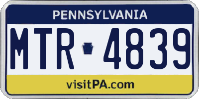 PA license plate MTR4839