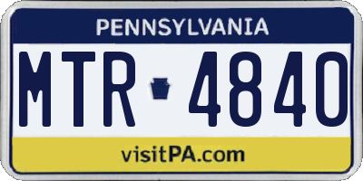 PA license plate MTR4840