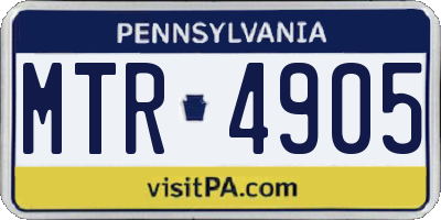 PA license plate MTR4905