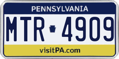 PA license plate MTR4909
