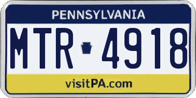 PA license plate MTR4918