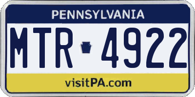 PA license plate MTR4922