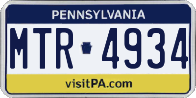 PA license plate MTR4934