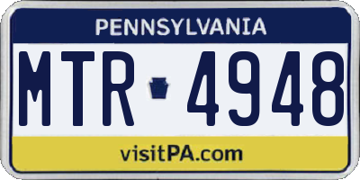 PA license plate MTR4948
