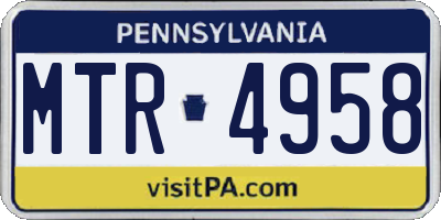 PA license plate MTR4958