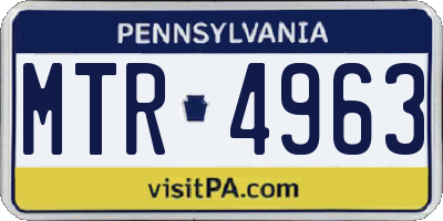 PA license plate MTR4963