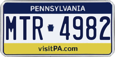 PA license plate MTR4982