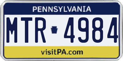 PA license plate MTR4984