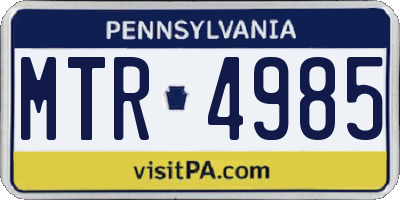 PA license plate MTR4985