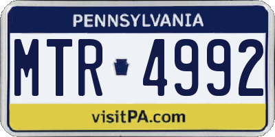 PA license plate MTR4992
