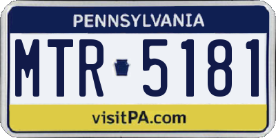 PA license plate MTR5181