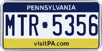 PA license plate MTR5356