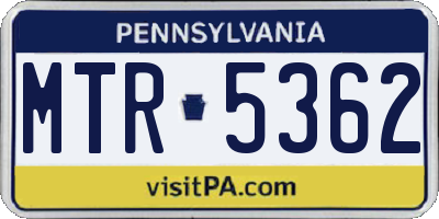 PA license plate MTR5362