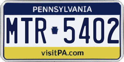 PA license plate MTR5402
