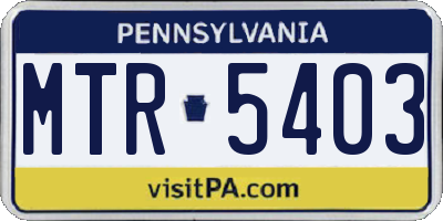 PA license plate MTR5403