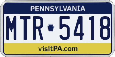 PA license plate MTR5418