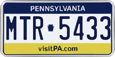 PA license plate MTR5433