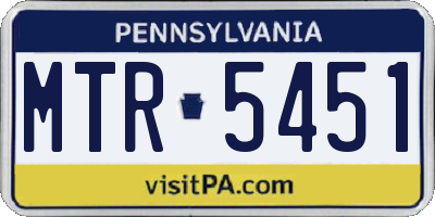 PA license plate MTR5451