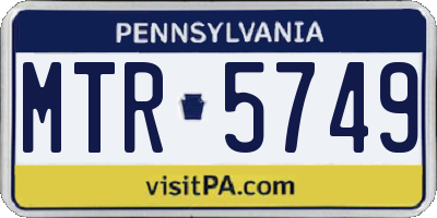 PA license plate MTR5749