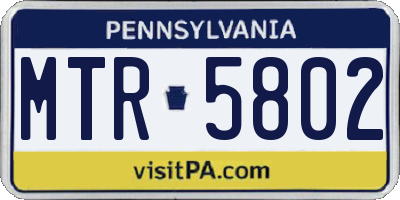 PA license plate MTR5802
