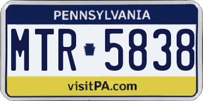 PA license plate MTR5838