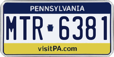 PA license plate MTR6381
