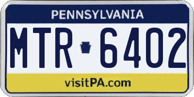 PA license plate MTR6402