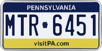 PA license plate MTR6451
