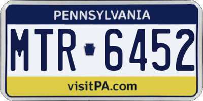 PA license plate MTR6452