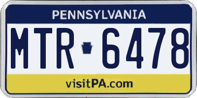PA license plate MTR6478
