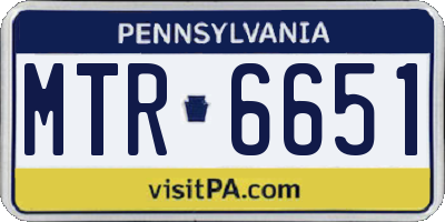 PA license plate MTR6651