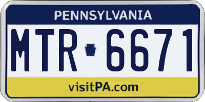PA license plate MTR6671