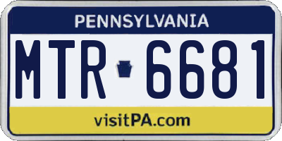 PA license plate MTR6681
