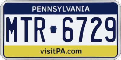 PA license plate MTR6729
